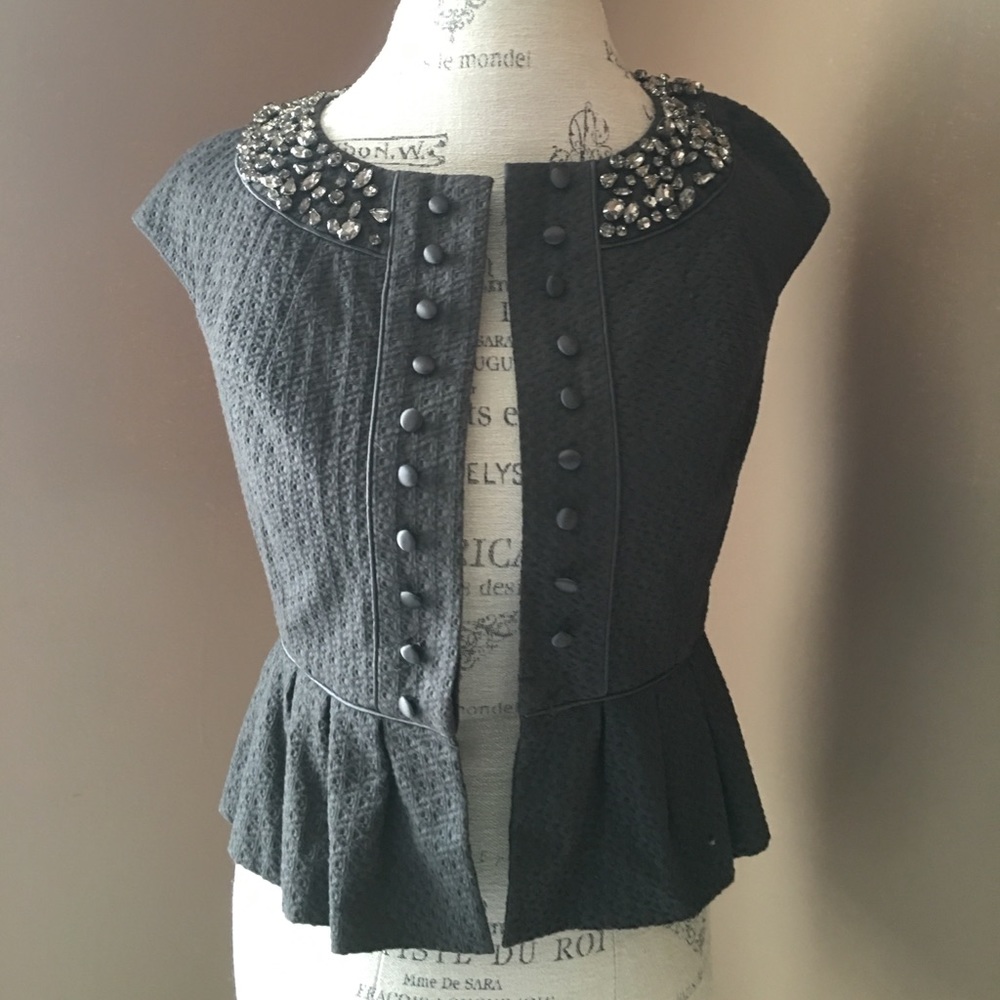 Robert Rodriguez jacket top blouse 4 grey crystal